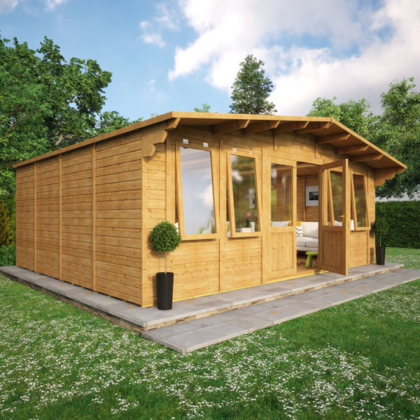 Buy Grandmaster Alpine Cabin Summerhouse 20x16 Plain Side Online - Garden Houses & Buildings