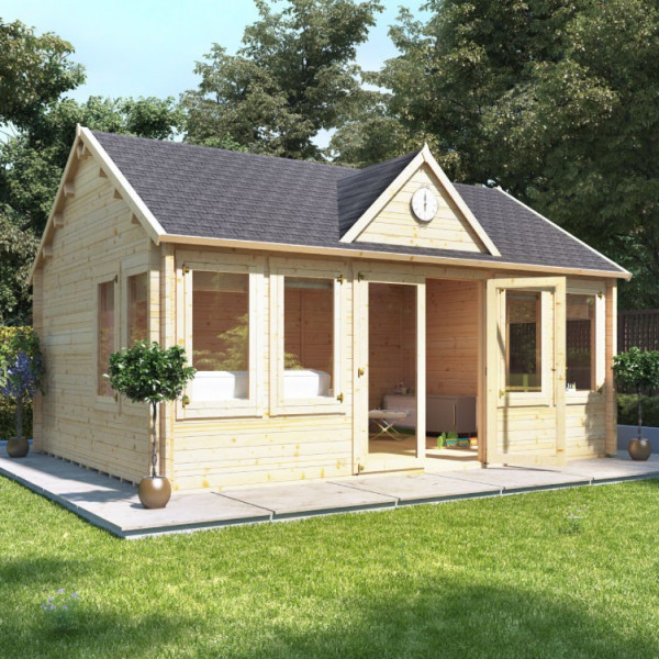 Buy 5.5m x 4.0m BillyOh Village Hall Log Cabin 70 Online - Garden Houses & Buildings