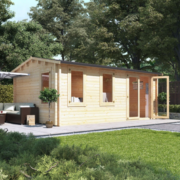 Buy 5.5m x 3.5m BillyOh Devon Log Cabin 70 Online - Garden Houses & Buildings