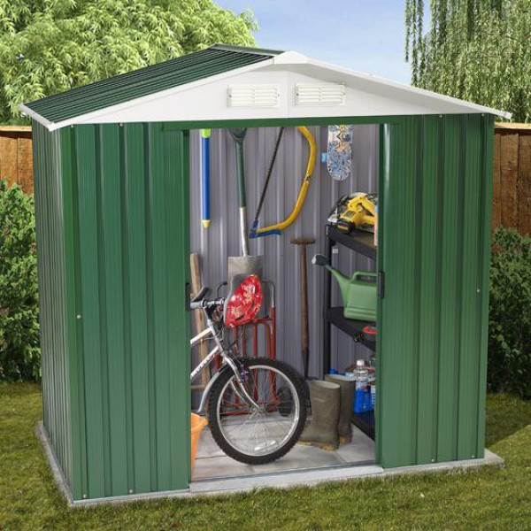 Buy 6' x 4' BillyOh Ashington Refurbished 6' x 4' Metal Shed Including Assembly Green Online - Sheds