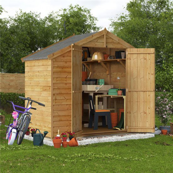 Buy 4' x 8' BillyOh Keeper Overlap Apex Shed Windowless Online - Sheds
