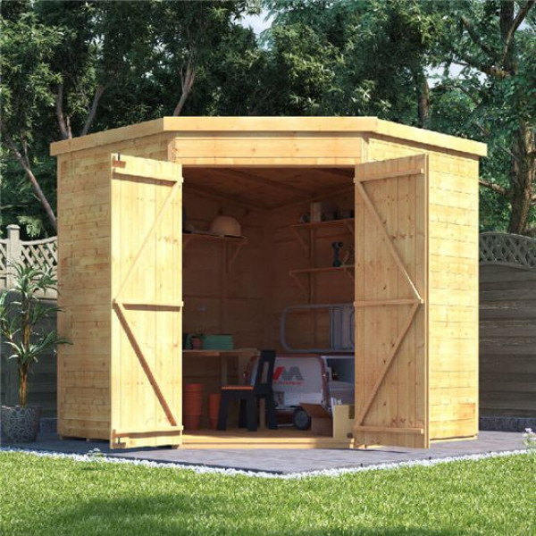 Buy 7' x 7' BillyOh Expert Tongue and Groove Corner Workshop Shed Windowless Online - Sheds