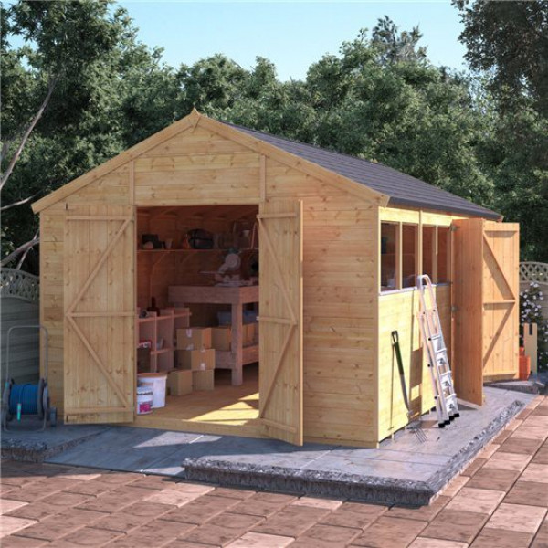 Buy 16' x 10' BillyOh Expert Tongue and Groove Apex Workshop with Dual Entrance Windowed Online - Sheds