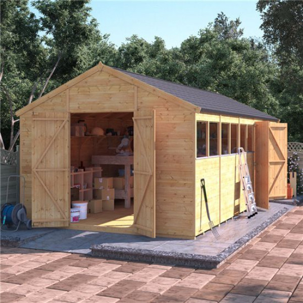 Buy 20' x 10' BillyOh Expert Tongue and Groove Apex Workshop with Dual Entrance Windowed Online - Sheds