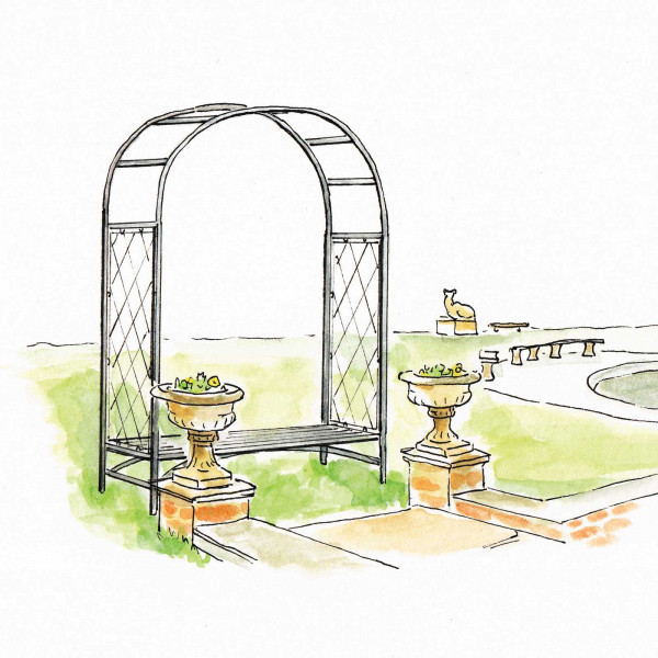 Buy Roman Superior Half Lattice Arch With Bench Online - Garden Houses & Buildings