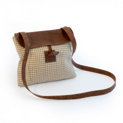 Twool Cross Body Brown Houndstooth Bag + Au Naturel Trigger Hook Lead