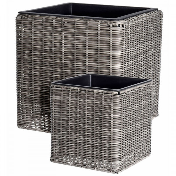Buy Set of Two Poly Rattan Square Plant Pots Online - Garden Plants & Bushes