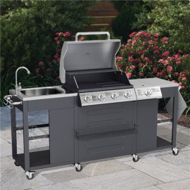 Billyoh Alabama Gas Bbq 4 Burner + Side Burner & Sink Inc Cover & Regulator 4 Burner + Side Burner & Sink