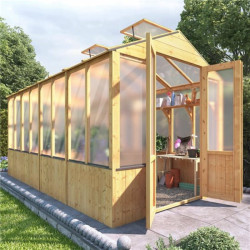 Lincoln Wooden Polycarbonate Greenhouse with Opening Roof Vent 12 X 6 Lincoln Wooden Greenhouse Billyoh 4000