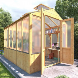 Billyoh 4000 Lincoln Wooden Polycarbonate Greenhouse with Opening Roof Vent 9 X 6 Lincoln Wooden Greenhouse