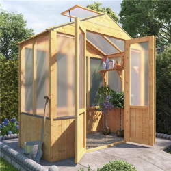 Billyoh 4000 Lincoln Wooden Polycarbonate Greenhouse with Opening Roof Vent 3 X 6 Lincoln Wooden Greenhouse