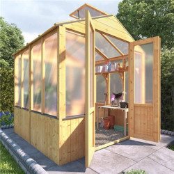Billyoh 4000 Lincoln Wooden Polycarbonate Greenhouse with Opening Roof Vent 6 X 6 Lincoln Wooden Greenhouse