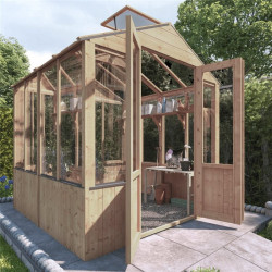 Billyoh 4000 Lincoln Wooden Clear Wall Greenhouse with Opening Roof Vent Pt 6 X 6