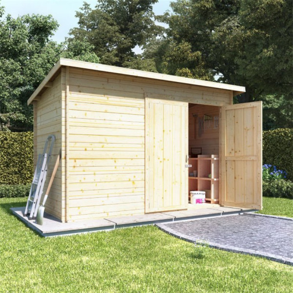 Buy 10x6 log cabin ouble oor BillyOh Pent Log Cabin Windowless Heavy Duty Shed Range 28 Online - Garden Houses & Buildings