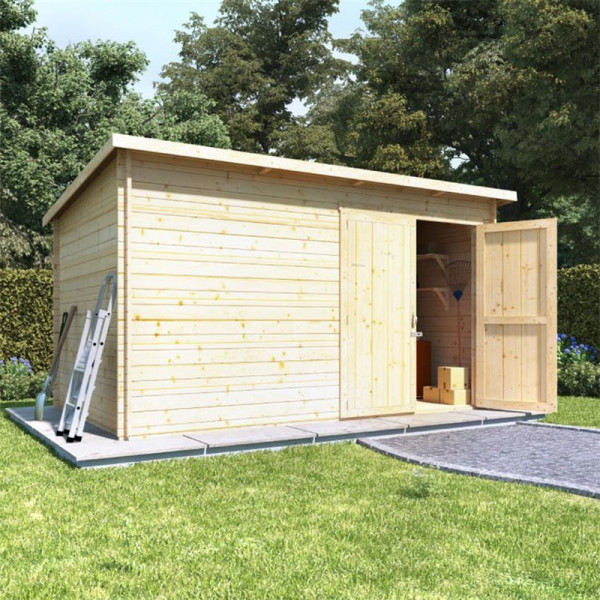 Buy 12x8 log cabin ouble oor BillyOh Pent Log Cabin Windowless Heavy Duty Shed Range 28 Online - Garden Houses & Buildings