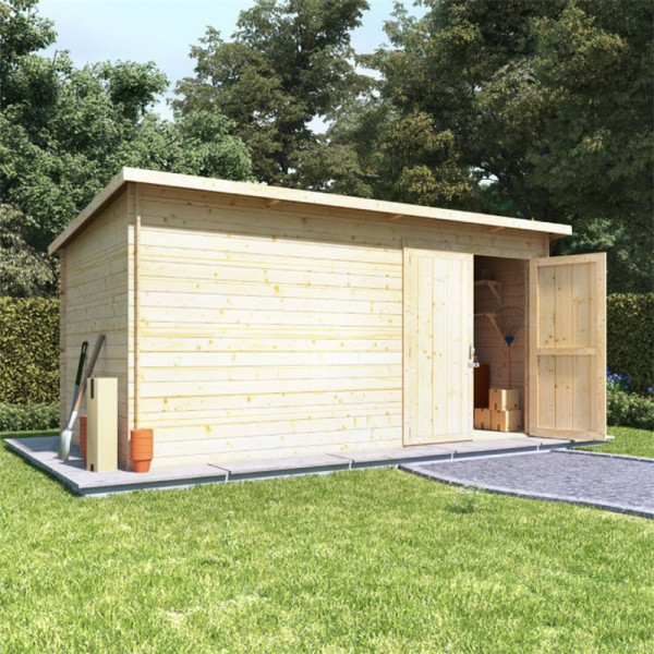 Buy 14x8 log cabin ouble oor BillyOh Pent Log Cabin Windowless Heavy Duty Shed Range 19 Online - Garden Houses & Buildings