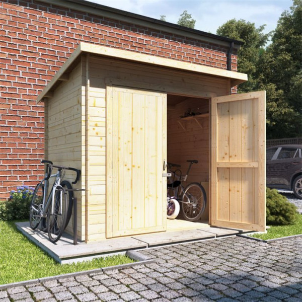 Buy 8x6 log cabin ouble oor BillyOh Pent Log Cabin Windowless Heavy Duty Bike Store Range 19 Online - Garden Houses & Buildings