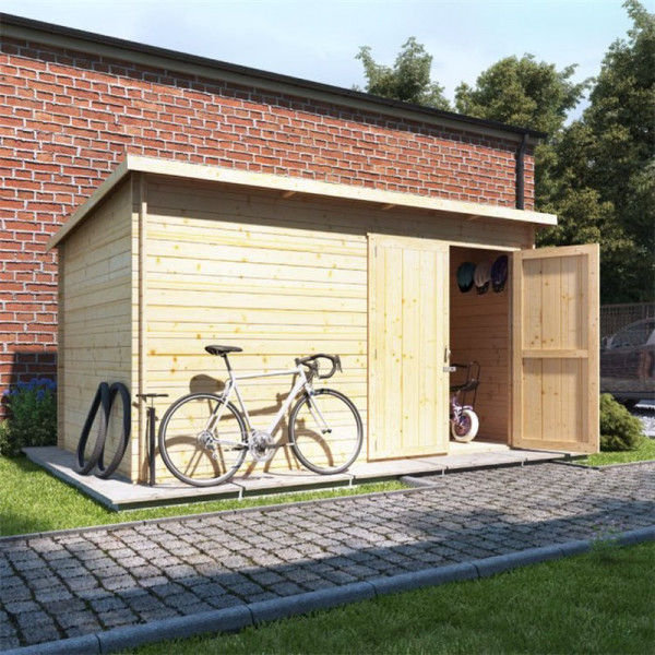 Buy 12x8 log cabin ouble oor BillyOh Pent Log Cabin Windowless Heavy Duty Bike Store Range 28 Online - Garden Houses & Buildings