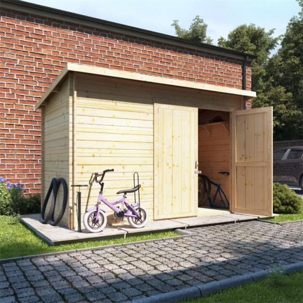 Buy 10x6 log cabin ouble oor BillyOh Pent Log Cabin Windowless Heavy Duty Bike Store Range 28 Online - Garden Houses & Buildings