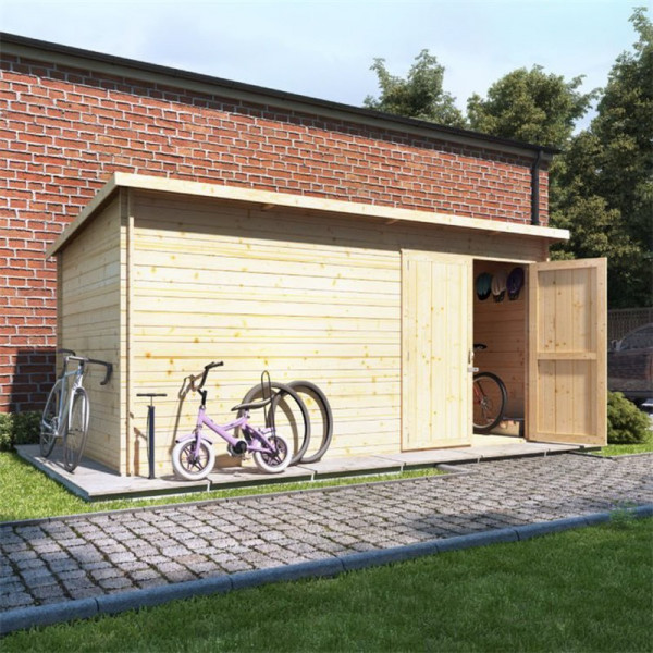 Buy 14x8 log cabin ouble oor BillyOh Pent Log Cabin Windowless Heavy Duty Bike Store Range 28 Online - Garden Houses & Buildings