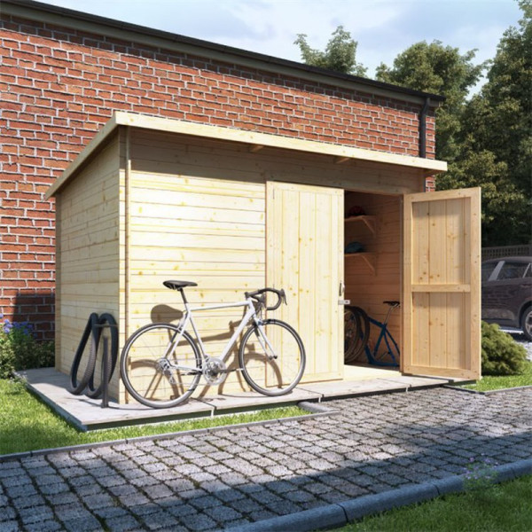 Buy 10 x 8 ouble oor BillyOh Pent Log Cabin Windowless Heavy Duty Bike Store Range 19 Online - Garden Houses & Buildings