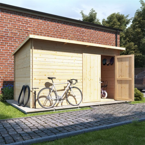 Buy 12 x 8 ouble oor BillyOh Pent Log Cabin Windowless Heavy Duty Bike Store Range 19 Online - Garden Houses & Buildings