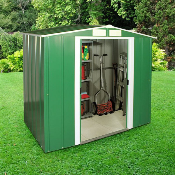 Buy 6' x 4' BillyOh Partner Apex Metal Shed Low Price Double Doors Apex Metal Store Shed Green Online - Garden Furniture