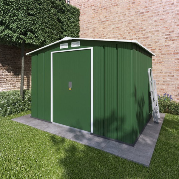 Buy 8' x 6' BillyOh Partner Apex Metal Shed Low Price Double Doors Apex Metal Store Shed Green Online - Garden Furniture