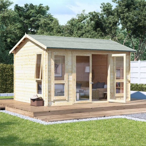 Buy 12x10 moern bl oor BillyOh Darcy Log Cabin Summerhouse 19 Online - Garden Houses & Buildings