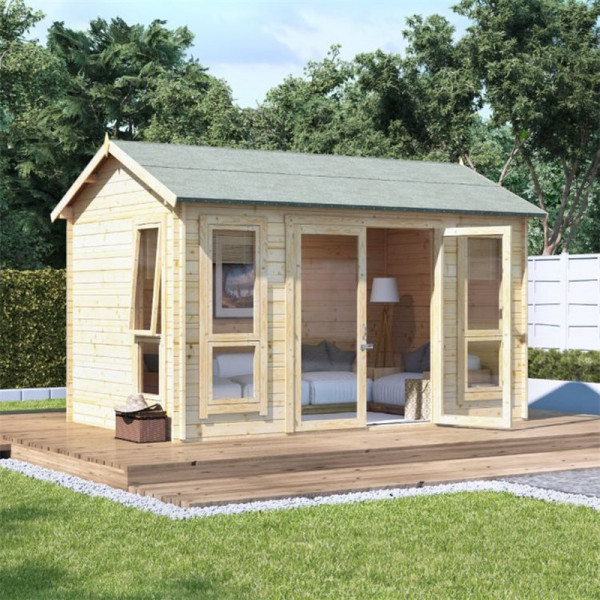 Buy 12x8 moern bl oor BillyOh Darcy Log Cabin Summerhouse 28 Online - Garden Houses & Buildings