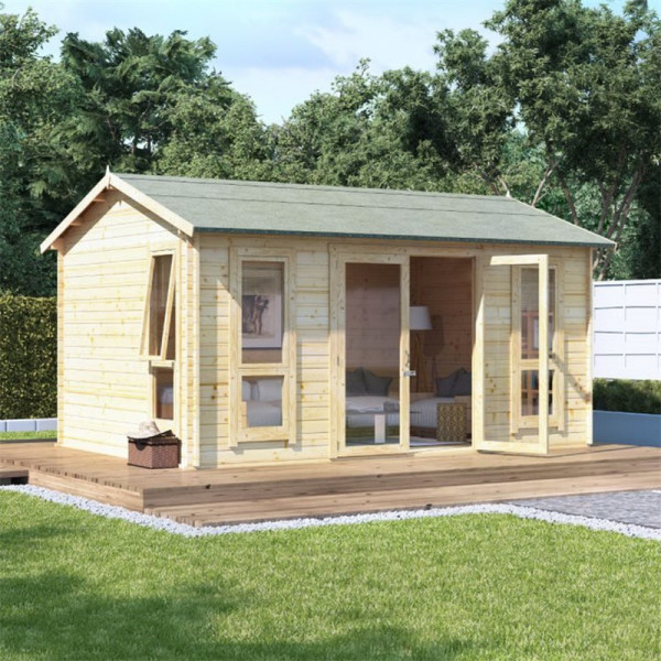 Buy 14 x10 moern bl oor BillyOh Darcy Log Cabin Summerhouse 28 Online - Garden Houses & Buildings