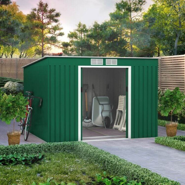 Buy 9' x 8' BillyOh Cargo Pent Metal Shed Green Online - Garden Furniture