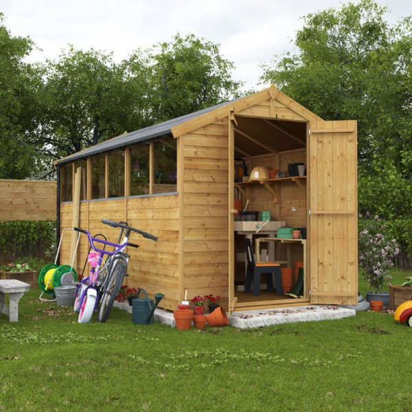 Buy 12' x 6' BillyOh Keeper Overlap Apex Shed Windowed Online - Garden Furniture