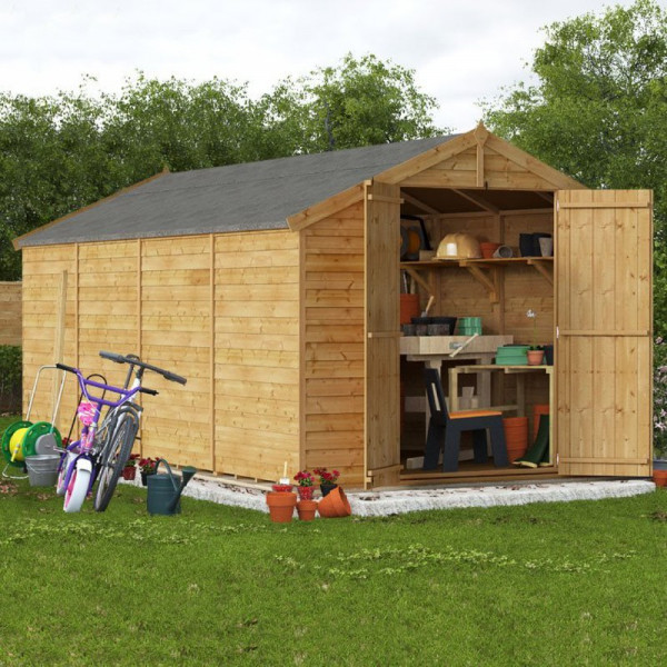 Buy 16' x 8' BillyOh Keeper Overlap Apex Shed Windowless Online - Garden Furniture