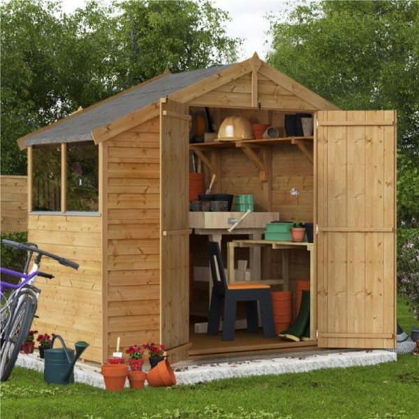 Buy 4' x 8' BillyOh Keeper Overlap Apex Shed Windowed Online - Garden Furniture