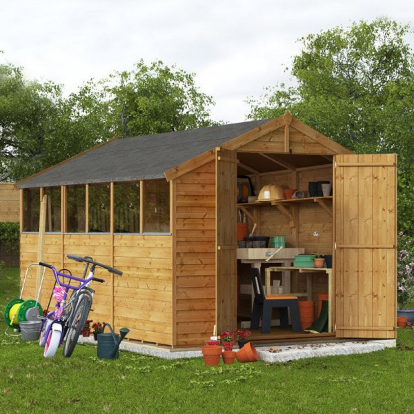 Buy 12' x 8' BillyOh Keeper Overlap Apex Shed Windowed Online - Garden Furniture