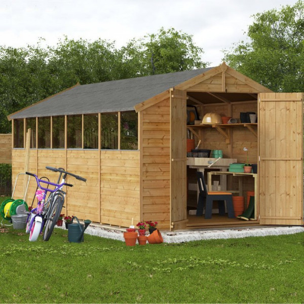 Buy 16' x 8' BillyOh Keeper Overlap Apex Shed Windowed Online - Garden Furniture