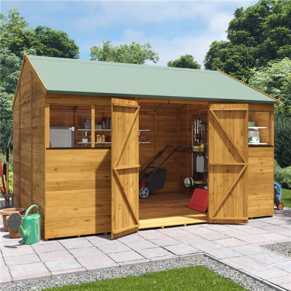 Buy 12' x 10' BillyOh Expert Tongue and Groove Reverse Apex Workshop Windowed Online - Garden Furniture