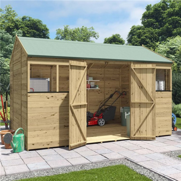 Buy 12' x 8' BillyOh Expert Tongue and Groove Reverse Apex Workshop Windowed Online - Garden Furniture