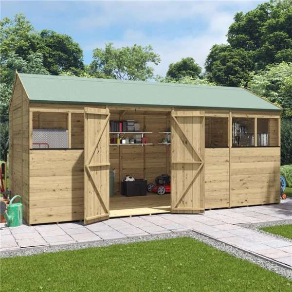Buy 16' x 8' BillyOh Expert Tongue and Groove Reverse Apex Workshop Windowed Online - Garden Furniture