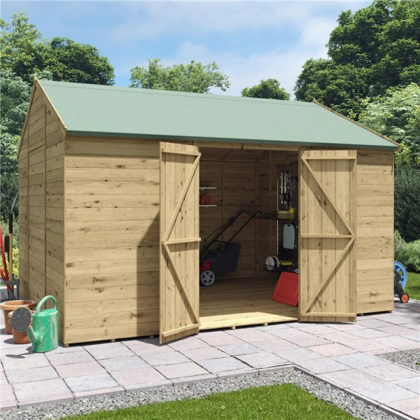 Buy 12' x 10' BillyOh Expert Tongue and Groove Reverse Apex Workshop Windowless Online - Garden Furniture