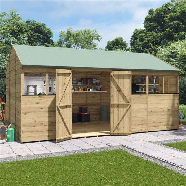 Buy 16' x 10' BillyOh Expert Tongue and Groove Reverse Apex Workshop Windowed Online - Garden Furniture