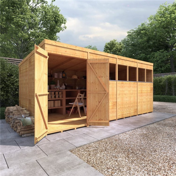 Buy 16' x 8' BillyOh Expert Tongue and Groove Pent Workshop Windowed Online - Garden Furniture