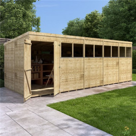 Billyoh Expert Tongue and Groove Pent Workshop Pt 20x8 Expert T&g Pent Shed Windowed