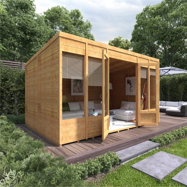 Buy BillyOh Bella Tongue and Groove Pent Summerhouse 12x8 T&G Pent Summerhouse Online - Garden Houses & Buildings