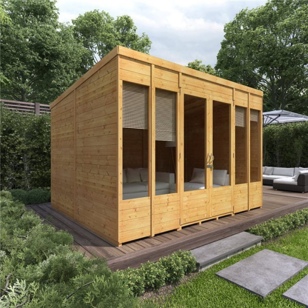 Buy BillyOh Bella Tongue and Groove Pent Summerhouse 10x8 T&G Pent Summerhouse Online - Garden Houses & Buildings