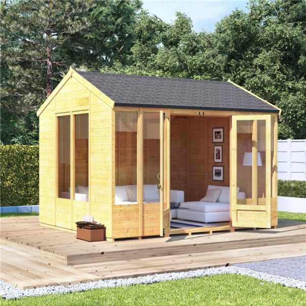 Buy BillyOh Petra Tongue and Groove Reverse Apex Summerhouse 10x8 T&G Reverse Apex Summerhouse Online - Garden Houses & Buildings