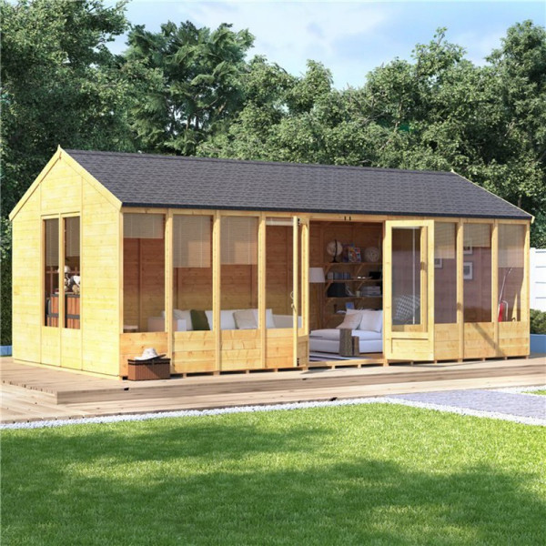 Buy BillyOh Petra Tongue and Groove Reverse Apex Summerhouse 20x10 T&G Reverse Apex Summerhouse Online - Garden Houses & Buildings