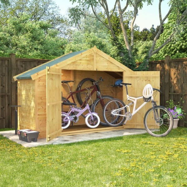 Buy Mini Keeper Overlap Apex Wooden Small Store Sheds 3 x 8 Bike Storage BillyOh Online - Garden Furniture