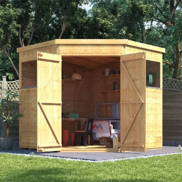 Buy 7' x 7' BillyOh Expert Tongue and Groove Corner Workshop Shed Windowed Online - Garden Furniture